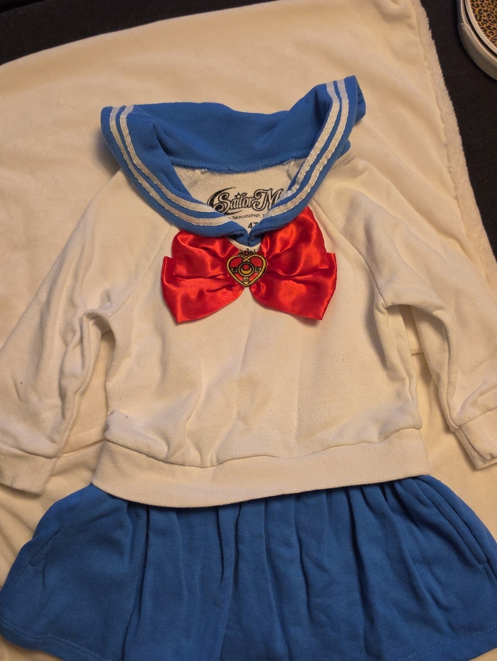 Sailor Moon Kids Casual Sailor Dress in White, Blue & Red